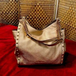 Leather, Gold studded purse